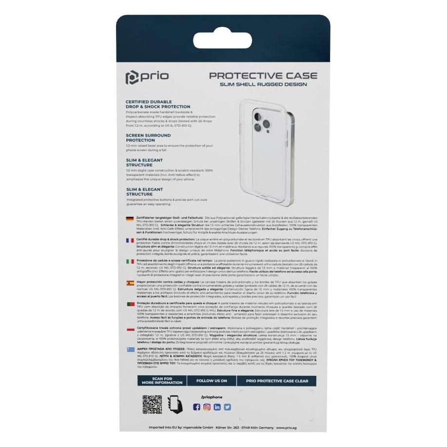 prio Protective Case for iPhone 15 Plus (6.7in) / 14 Plus clear (Apple iPhone 14 Plus, Apple iPhone 15 Plus) (PPC-1259)