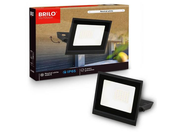 Briloner LED Strahler außen IP65 Staub- und Strahlwasserschutz 11x145 cm Rechteckig 20W 1800lm 4000K Neutralweiß Schwarz - Fluter Garten Garage Auffahrt