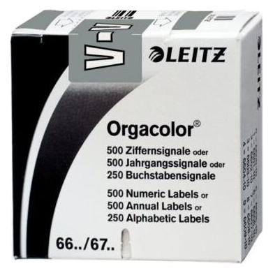 Leitz Buchstabensignal Orgacolor "V", auf Rolle, grau Masse: (B)30 x (H)23 mm, auf Trägerbandrolle, s (66311000)