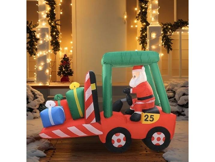 Chariot élévateur de noël, vieil homme, décoration de vacances, moule gonflable, père noël