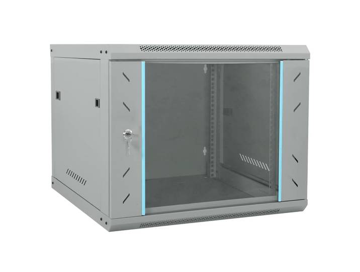vidaXL Netzwerkschrank mit Speicher Grau 60 x 60 x 50 cm Stahl