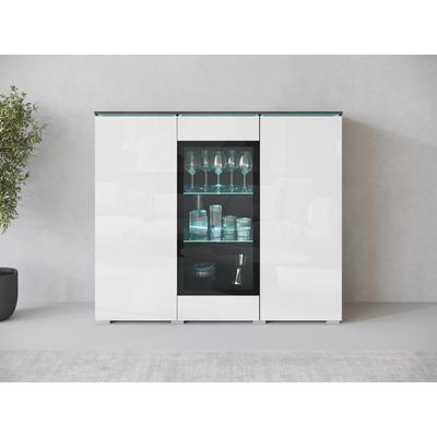 Highboard HOME AFFAIRE "Vera", schwarz-weiß (matera anthrazit, weiß hochglanz), B:120cm H:103,3cm T:39,5cm, Sideboards, Highboard, Highboard mit 4 Türen, 9 Fächern, verglasten Türen