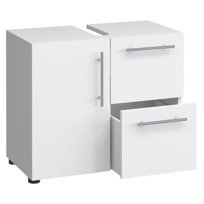 Waschbeckenschrank VCM "Holz Badmöbel Badunterschrank Flandu Schublade", weiß, B:61cm T:32cm, Obermaterial: 100% Holz Wood., Schränke, Waschbeckenunterschrank