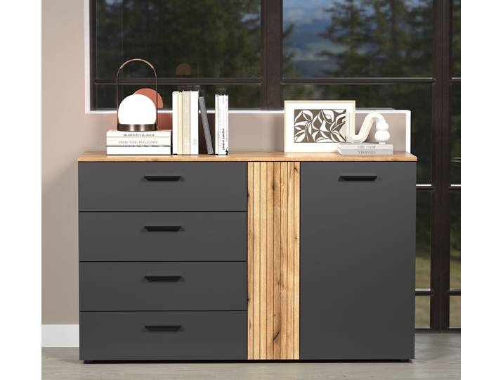 Kommode Esteban 1 , Anthrazit / Coast Evoke Oak