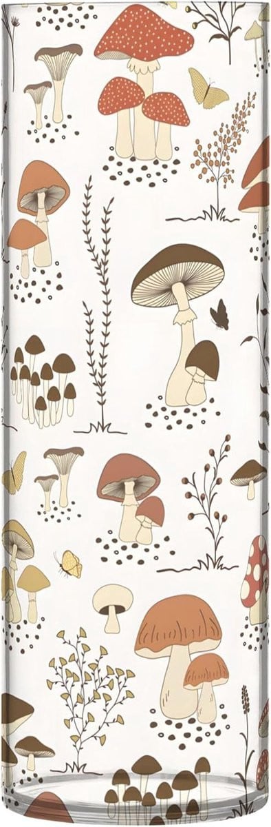 Cilinder vaas met vrolijke print voor bloemdecoratie, beige, Hoogte: 30 cm