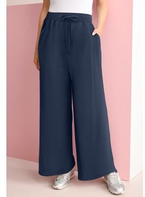 Plus Size Women's Comfort+ Fleece Flared Sweatpants by Roaman's in Navy (Size 2X)
