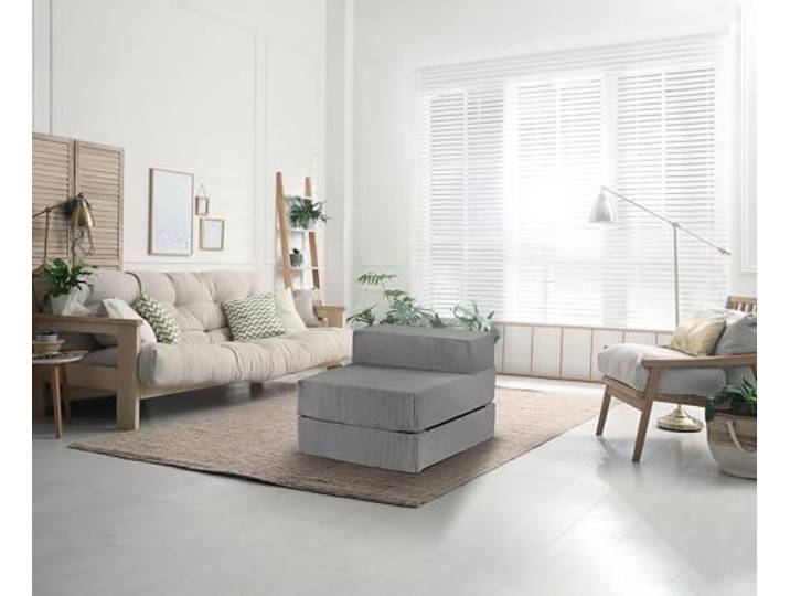 Traumnacht Sessel und Gästematratze Cord Grau 70x200 cm Faltmatratze Bezug abnehmbar und waschbar vielseitig nutzbar deutscher Qualitätsstandard