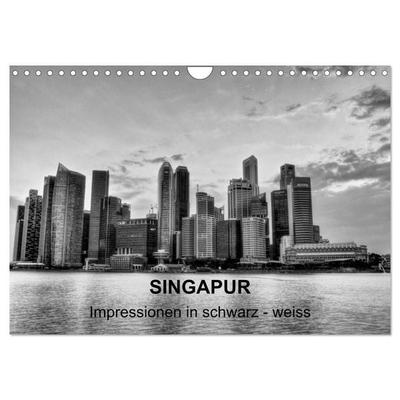 Singapur - Impressionen in schwarz - weiss (Wandkalender 2026 DIN A4 quer), CALVENDO Monatskalender
