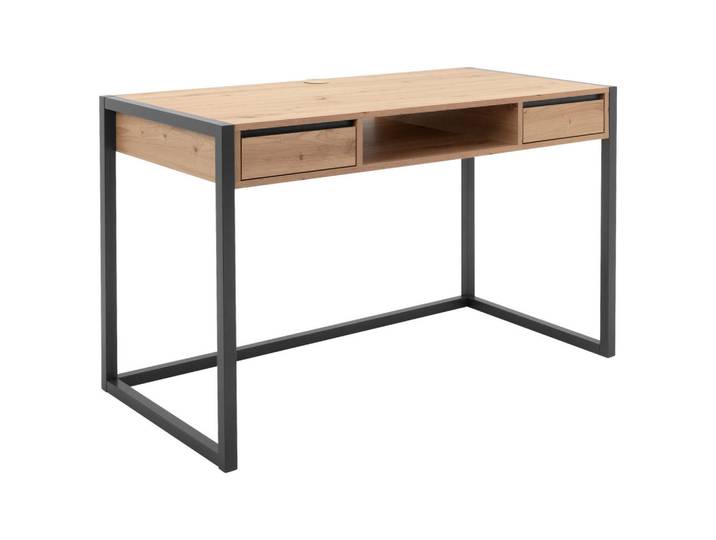 Mid.you Schreibtisch, Eichefarben, Holzwerkstoff, 2 Schublade(n) Schubladen, Kufe, 120x60x75 cm, Büromöbel, Schreibtische, Bürotische