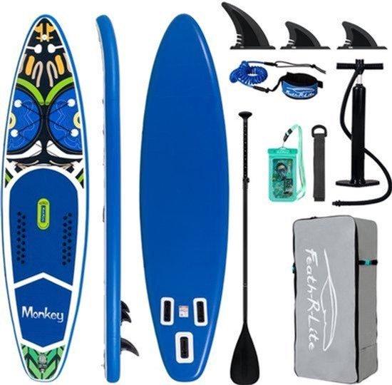 Aufblasbares SUP-Board, ultraleicht - 350x84x15 cm - PVC-Material - Rutschfeste Oberfläche - Geeignet für Yoga, Angeln, Reisen, Surfen