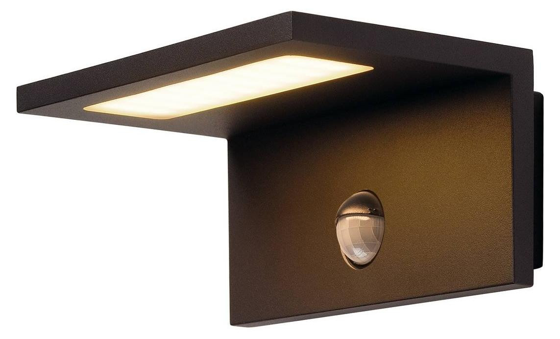 SLV ANGOLUX SENSOR wandopbouwarmatuur met bewegingssensor, antraciet, IP44, 3000K warm wit, 9,8 W, 560 lm