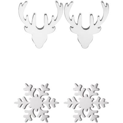 Ohrstecker-Set FIRETTI "Schmuck Geschenk Edelstahl Ohrschmuck Ohrringe Hirsch Eiskristall", silber (silberfarben), Ohrringe, Damen, 10mm, Edelstahl, Made in Germany
