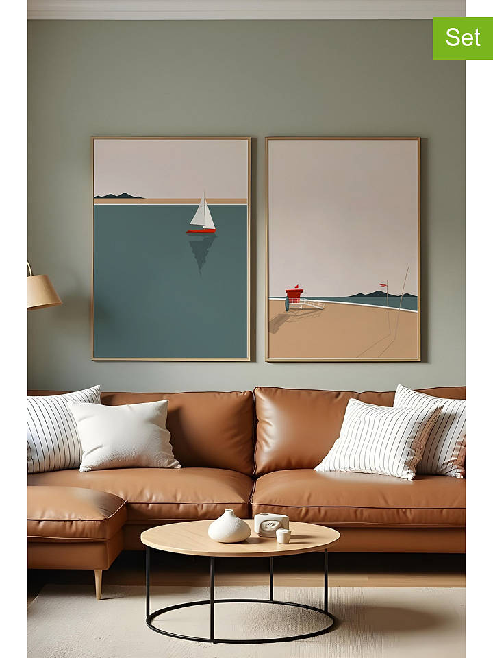 Wallity 2er-Set: Gerahmte Kunstdrucke - (L)70 x (B)50 cm - onesize