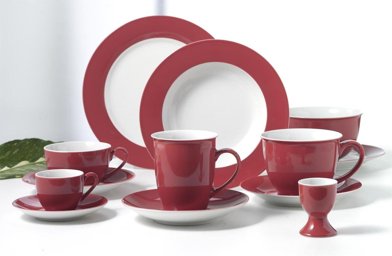 Tasse RITZENHOFF & BREKER "Milchkaffee Tasse mit Untertasse Doppio 350 ml", rot, 2 tlg., Porzellan, Trinkgefäße, Tasse