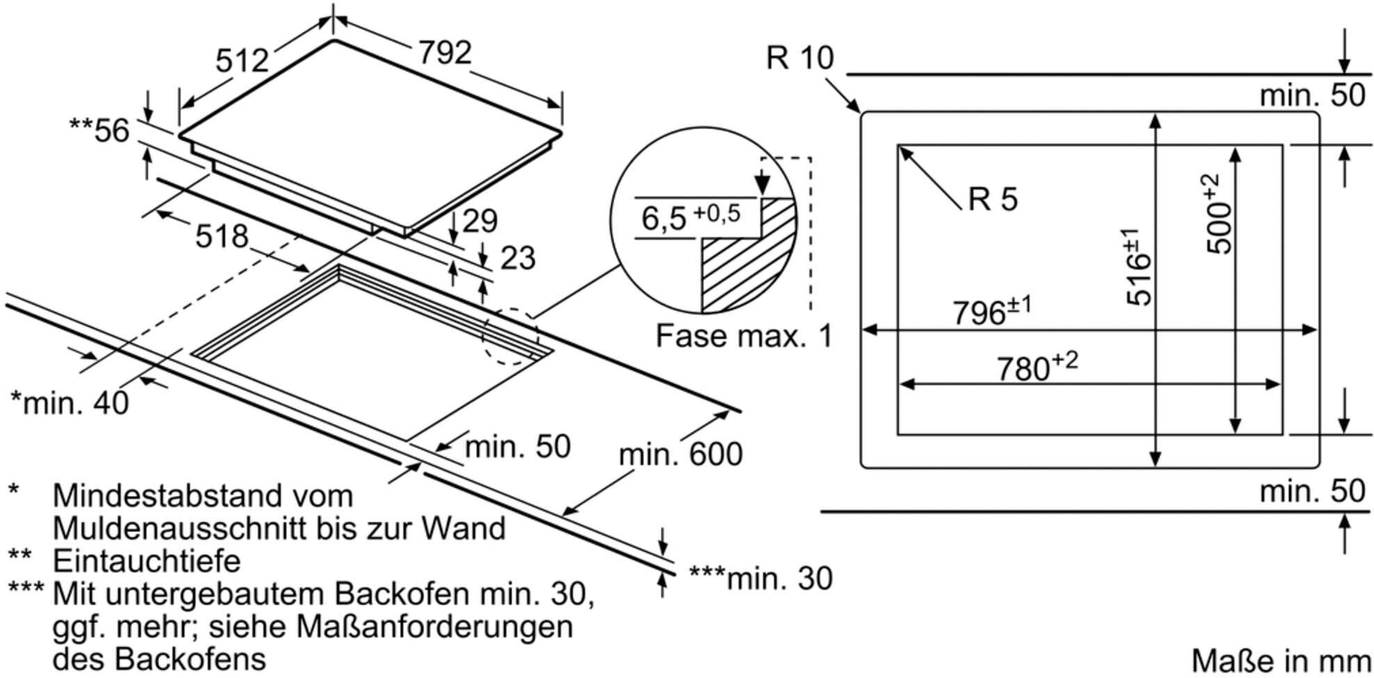 BOSCH Flex-Induktions-Kochfeld, schwarz, B:79,2cm H:5,6cm T:51,2cm, Kochfelder, DirectSelect Premium für einfachen & intuitiven Bedienkomfort