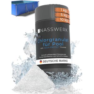 NASSWERK Chlor organisch, schnelllöslich, Chlorgranulat, für Pools, 56 % Chlorgehalt, Dose 1 kg
