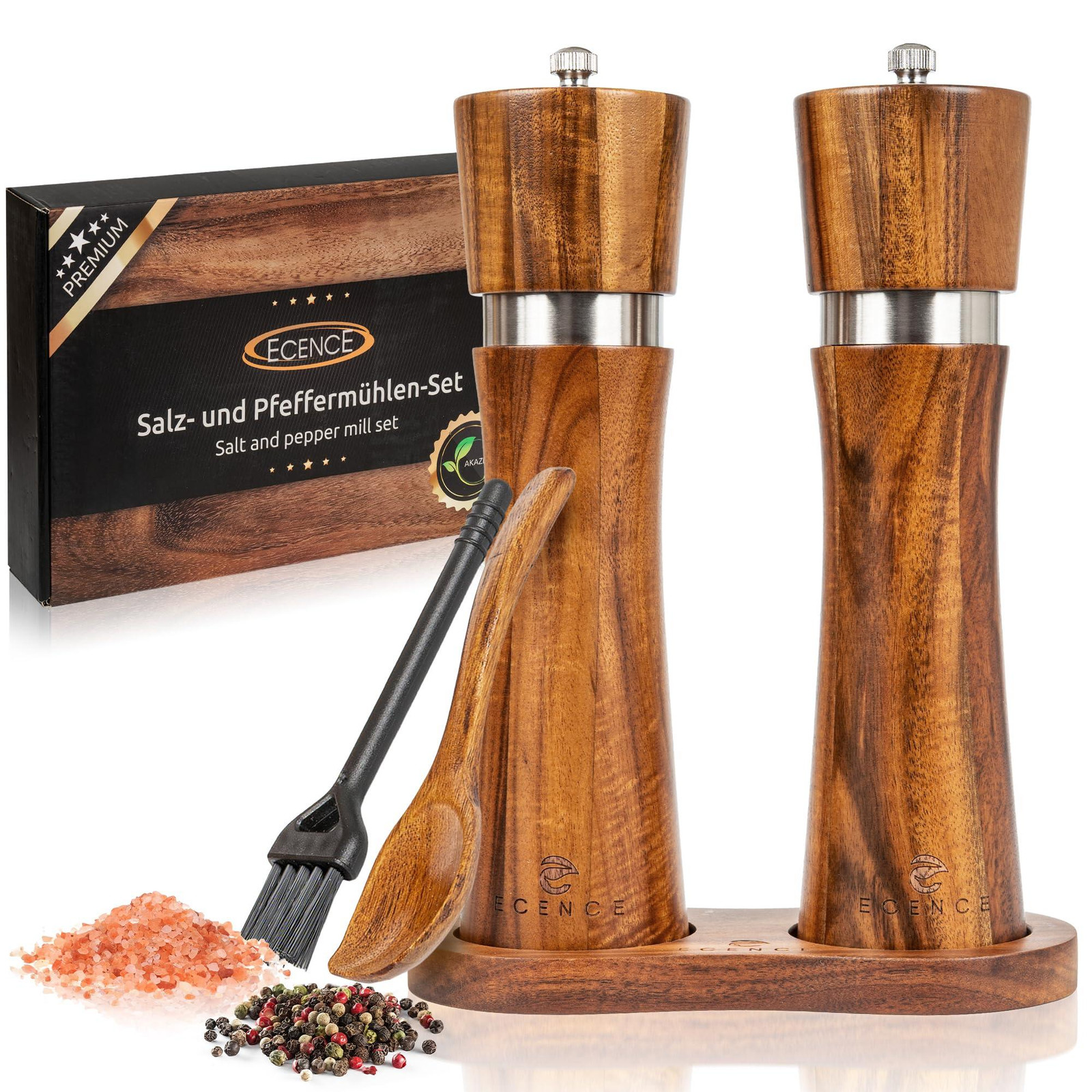 Dripio Set van twee peper- en zoutmolens van acaciahout