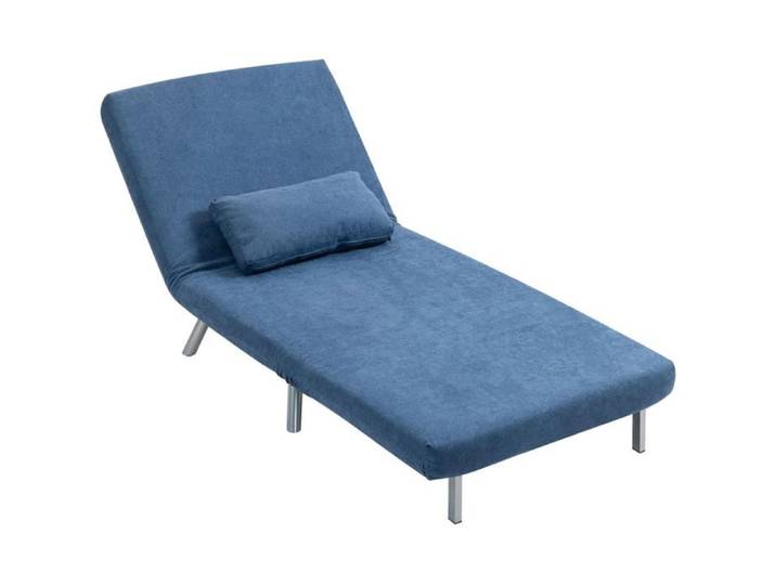 Fauteuil-lit Logidon bleu avec fonction lit et coussins pour lit d'appoint