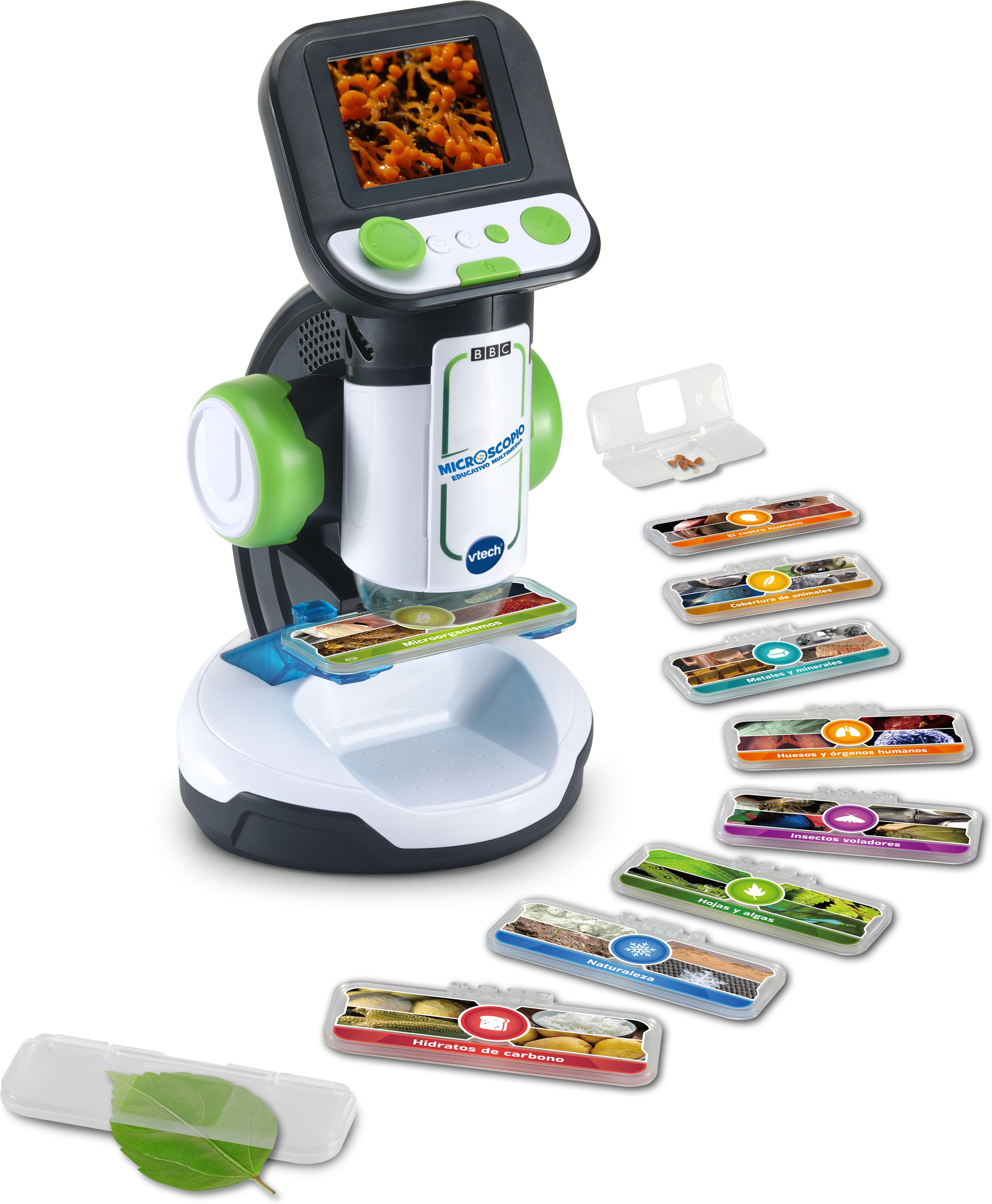 Vtech Microscopio educativo multimedia, Microscopio interactivo con pantalla y + 240 imágenes y vídeos de la BBC .