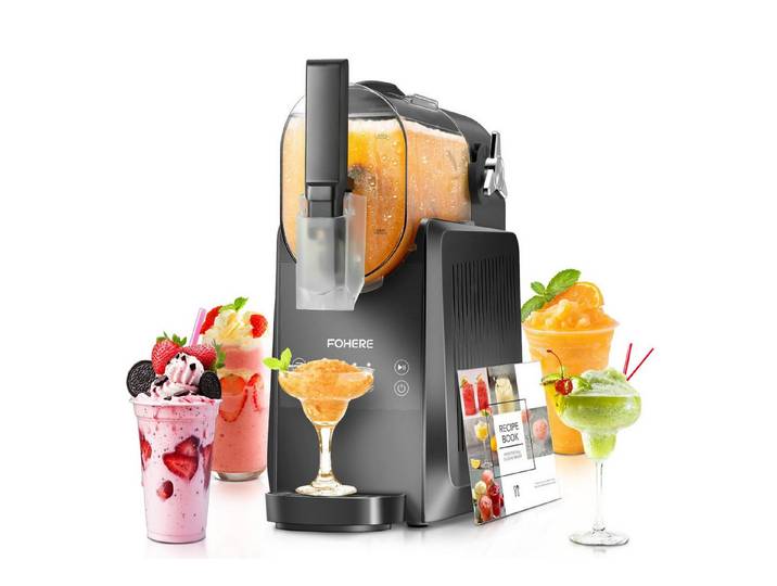 FOHERE Slush-Eismaschine 2.6L Slush Maschine, Selbstreinigung, 5 Programme, 2,6 l, 12 Std Keep Cool, Schwarz