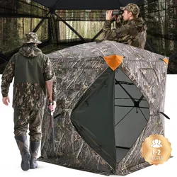 VEVOR Jagdversteck, 270° durchsichtiges Bodenversteck, 1–2 Personen Pop-Up-Hirschversteck für die Jagd mit Tragetasche, tragbares, belastbares Jagdzelt, durchsichtiges Einwegnetz für Hirschjagd