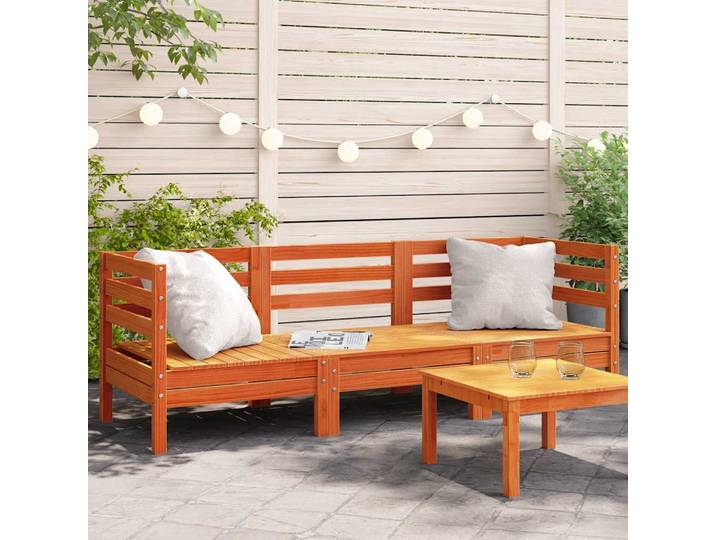 vidaXL Corner Sofa 3-Sitzer Solid Pine Wood Wachsbraun 3-Seater