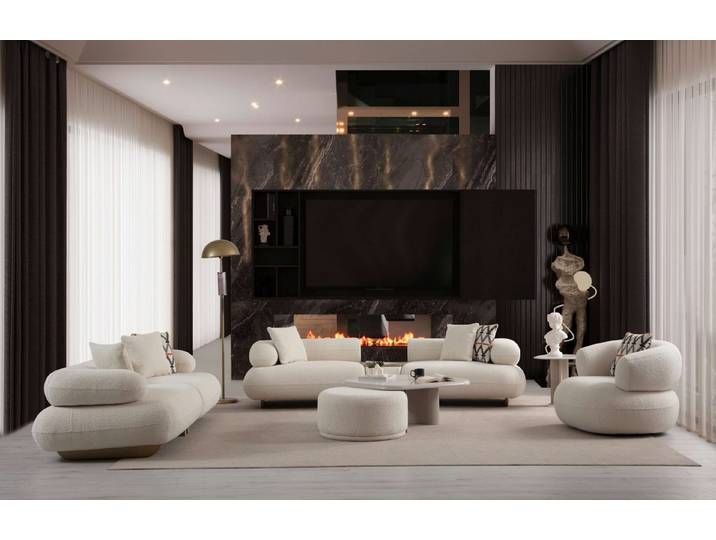 Bermo Home Sofa Premium Design-Wohnlandschaft Wolkenkomfort Bouclé-Edition, Bettfunktion, made in Europe