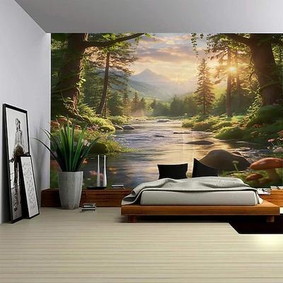 Moderner Wandteppich mit malerischer Landschaft für Schlafzimmer, Wohnzimmer, Studentenwohnheim, Zimmer im Studentenwohnheim, Heimdekoration, Fotohintergrund