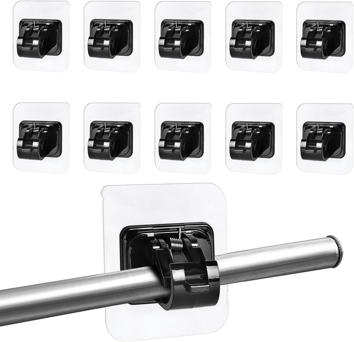 10x Zelfklevende Houders voor Gordijnroedes zonder Boren - Transparant - Voor Keuken & Badkamer