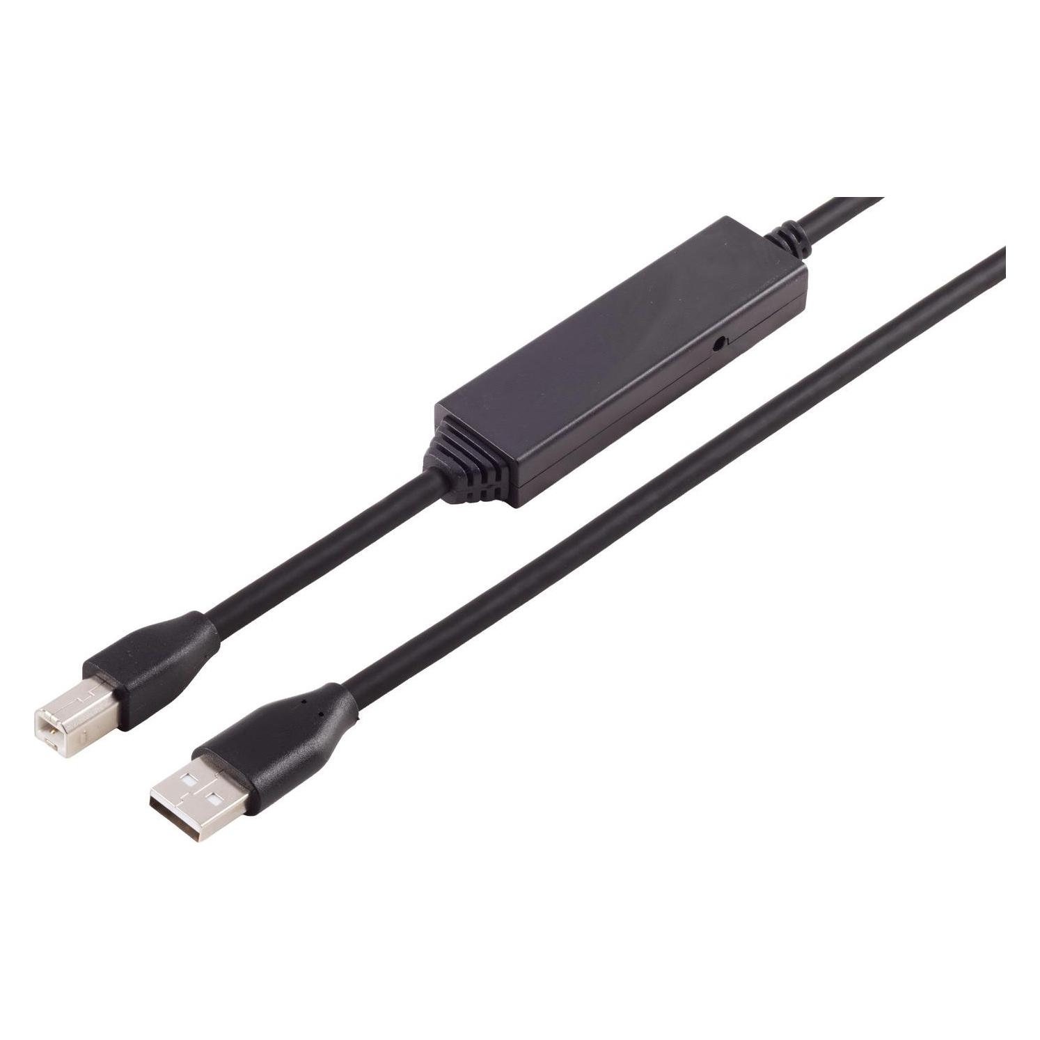 S-Conn Aktives USB-A Adapterkabel, USB-B, 2.0, 15m (15 m, USB 2.0) (13-19085)