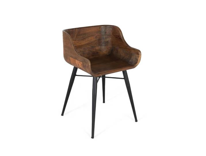 Chaise en bois de teck et pieds en fer