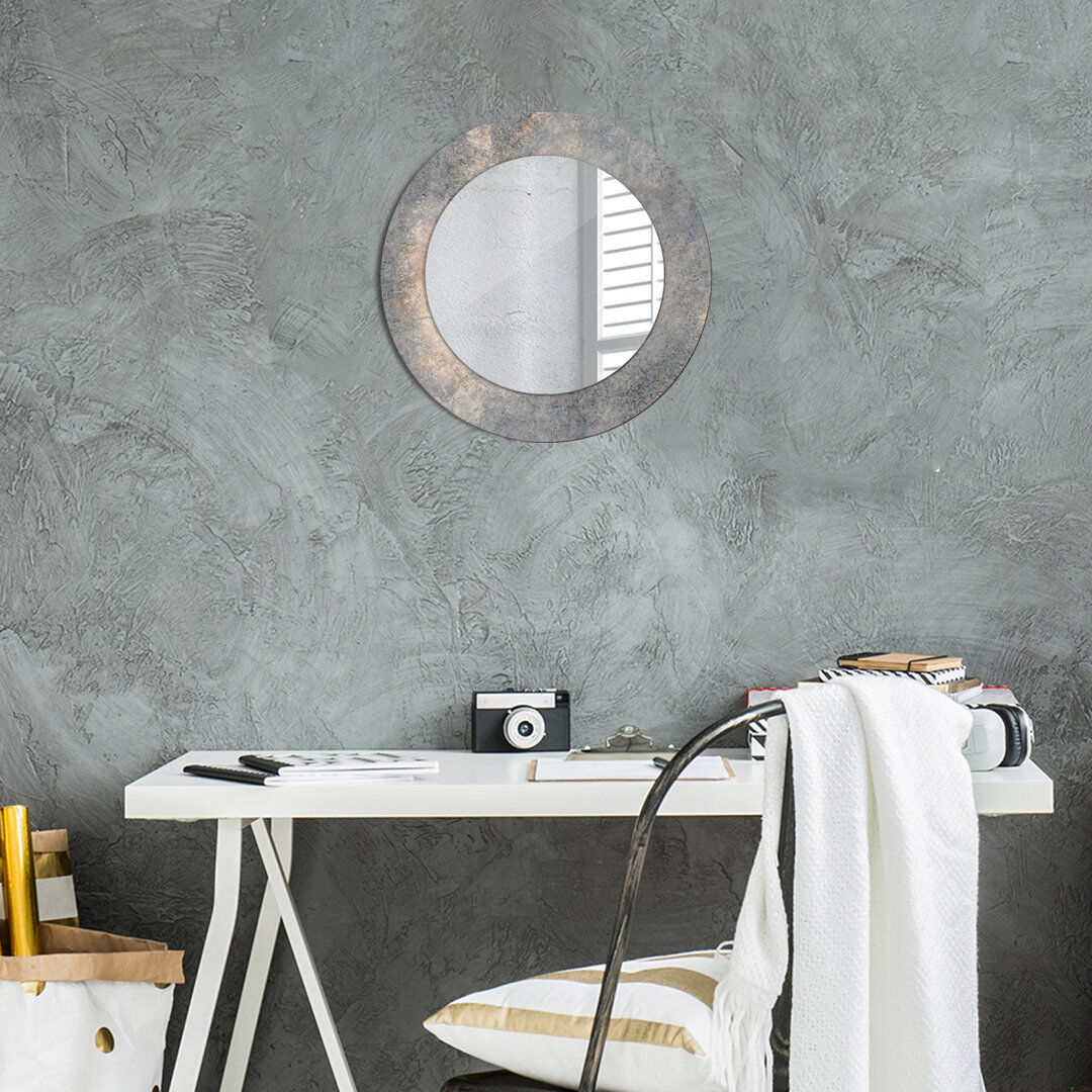East Urban Home Huldar Glass Flat Mirror Grey Vintage Concrete 50cm H x 50cm W