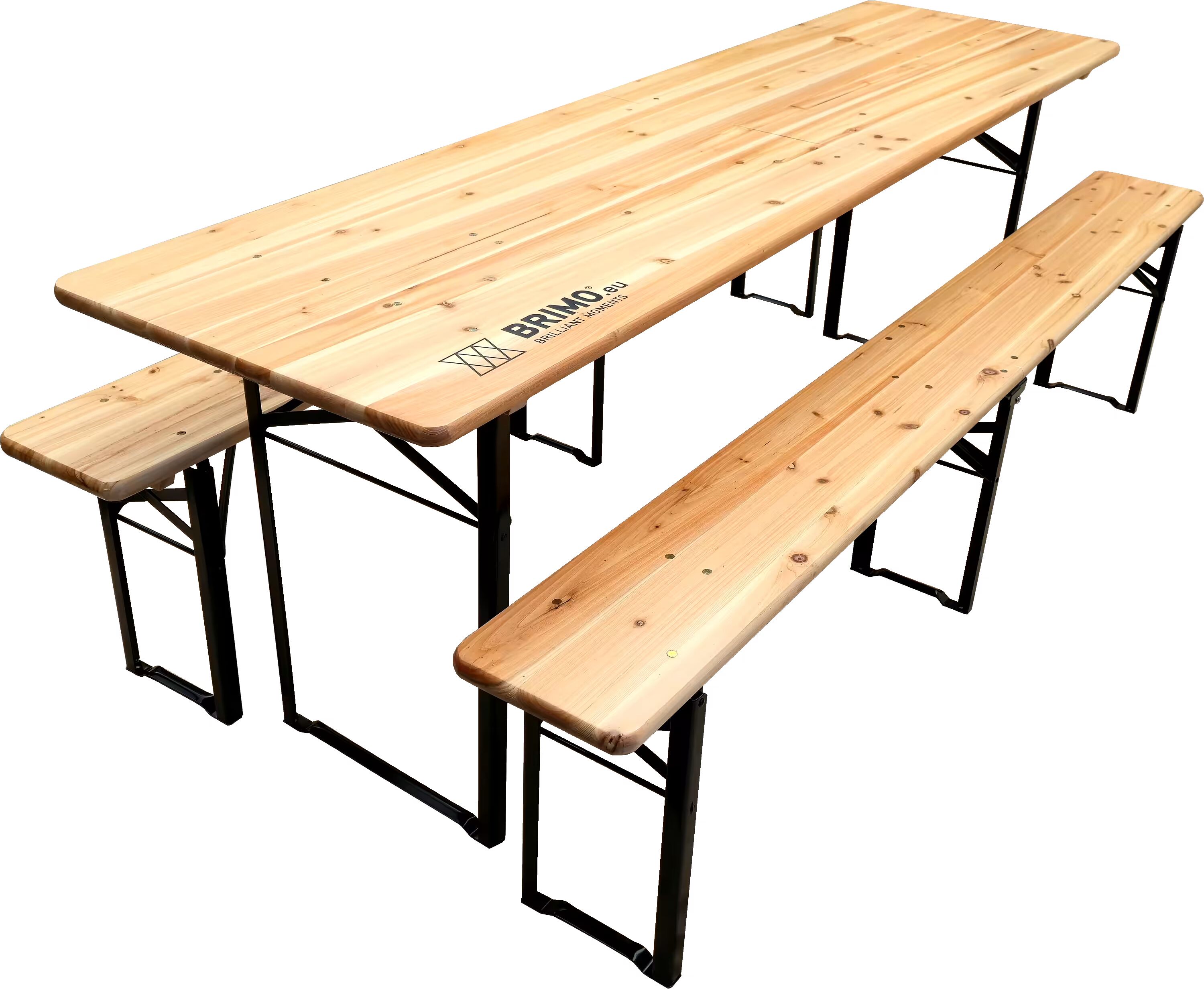 BRIMO Olutsetti 220x50 - 60 cm – Puutarhapöytä penkkeineen 8 - 10 henkilölle - 220 cm x 50 cm -