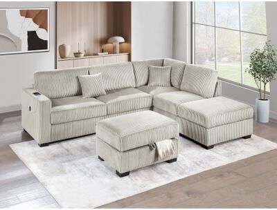 Esofastore Camel Finish 3pc Sectional Sofa Upholstered Tapered Legs