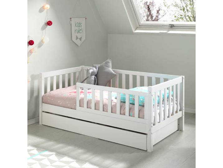 Lit 70x140 sommier et tiroir inclus Vipack Tod - Blanc