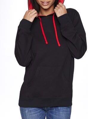 Next Level 9301 Laguna Hoodie Sweatshirt in Black/Red size Small   60/40 Cotton/Polyester NL9301