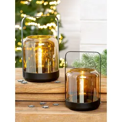 Windlicht Bright Braun LED Glas 20cm
