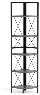 Costway 5-Tier Freestanding Corner Shelf 63 Inch Tall Storage Rack-Oak