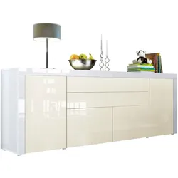SIDEBOARD La Paz Creme Hochglanz / Weiß Hochglanz