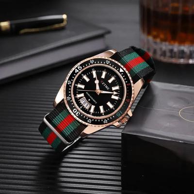 Uplifted Finds Men Nylon Strap Calendar Watch Quartz Night Light rose black