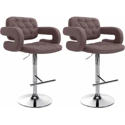 CLP 2er Set Barhocker Dublin Stoff C   Farbe: braun