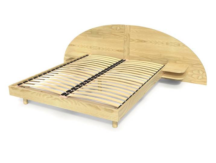 Lit 2 places bois 140x190 avec tête et chevets ARC 140x190 Miel