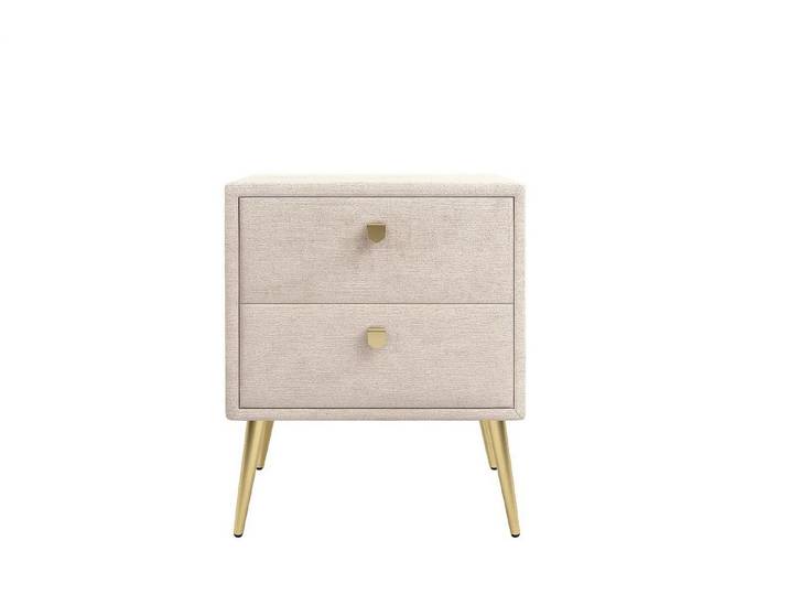 Masseno Nachttisch NORRA 41 cm Nachtschrank mit 2 Schubladen Beige