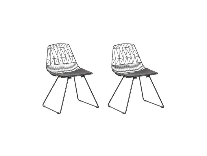 BELIANI Esszimmerstuhl 2er Set Schwarz Metall 2 x Sitzkissen Industriell
