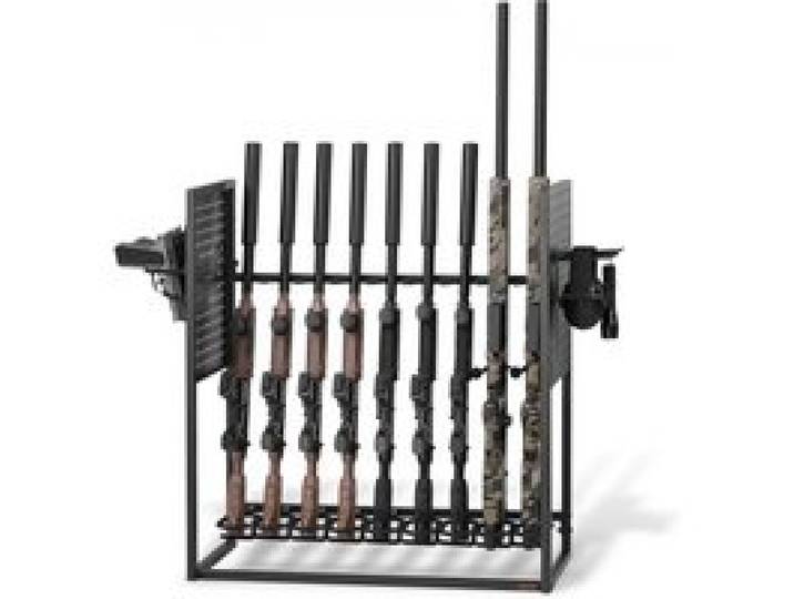VEVOR Râtelier à Fusils Vertical Capacité 9 Armes Longues et 4 Pistolets, Support d'Armes à Feu sur Pied, pour Rangement Exposition Carabines Maison Garage, Porte Fusils avec Porte-chargeurs, en Acier