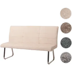 Sitzbank HWC-G55, Esszimmerbank Bank, Edelstahl gebürstet Stoff/Textil Chenille, 160cm ~ creme