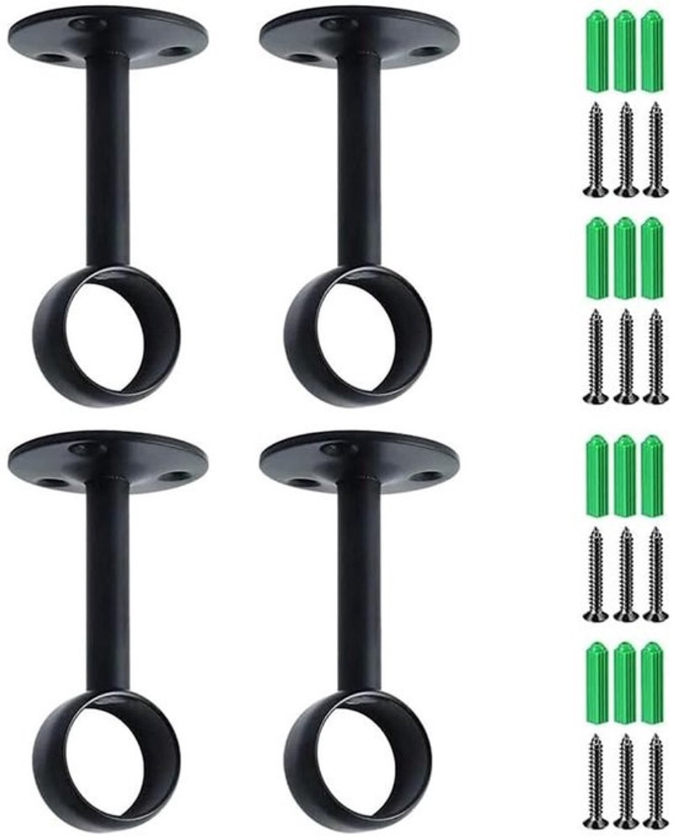 Dailygoods Kledingstanghouder 4 stuks - Gordijnroedehouder - Steunbeugel van roestvrij staal voor 25 mm stangen