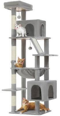 Inspired Finds MajesticPaws Tall Multi Level Cat Tree For Large Indoor Cats grey