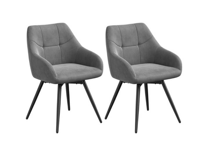 Chaise salle à manger pivotante WOLTU - Pivotante à 360° - Lot de 2 - Velours Gris - Pieds métalliques croisés