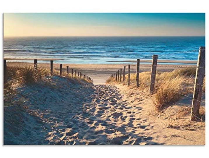 ARTland Spritzschutz Küchenrückwand aus Alu für Küche Herd Spüle 65x100 cm (BxH) mit Motiv Natur Strand Meer Weg Nordsee Sonne Gräser Dünenn Maritim T9IP